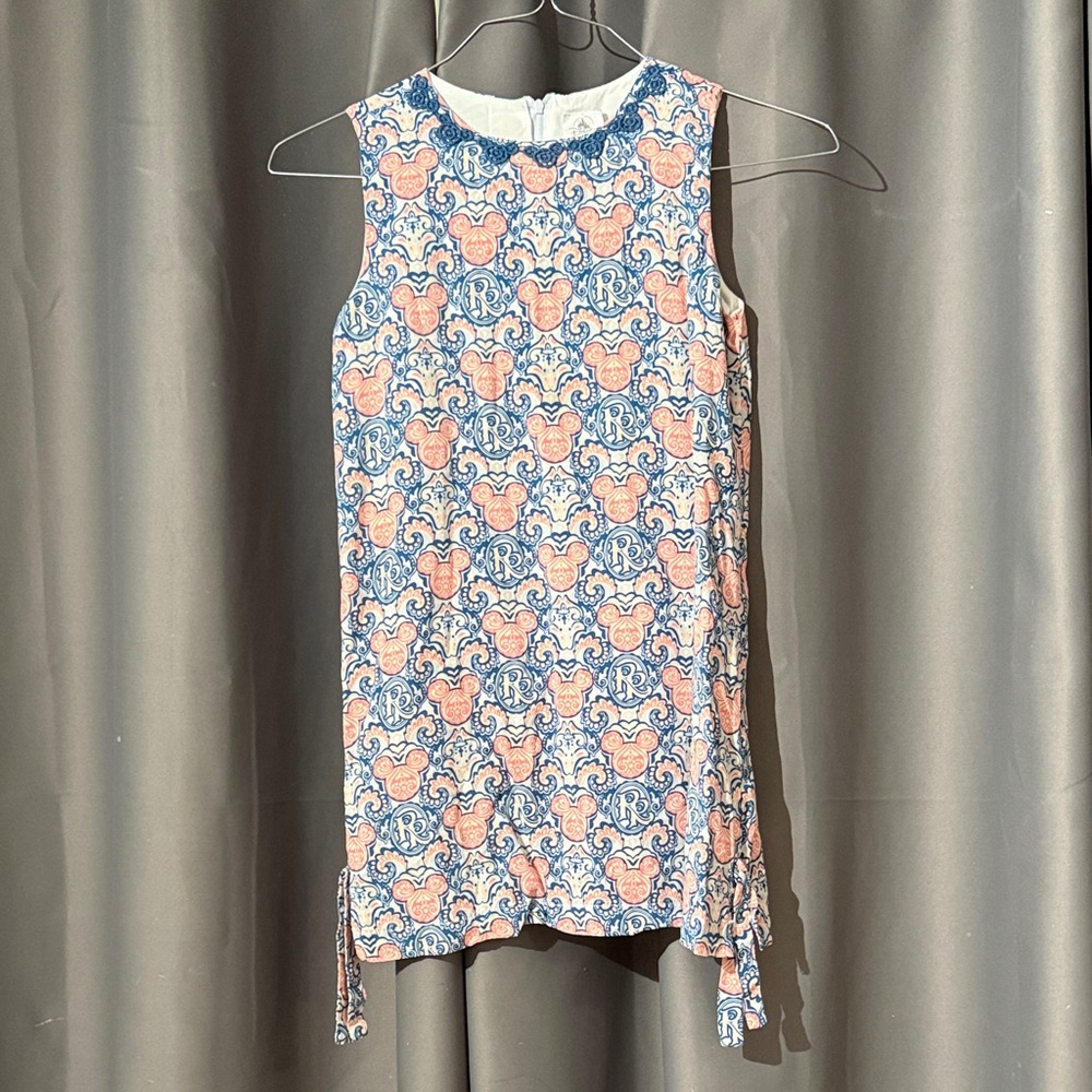 Disney Riviera Resort Pink and Blue Sleeveless Patterned Kids Dress Large
